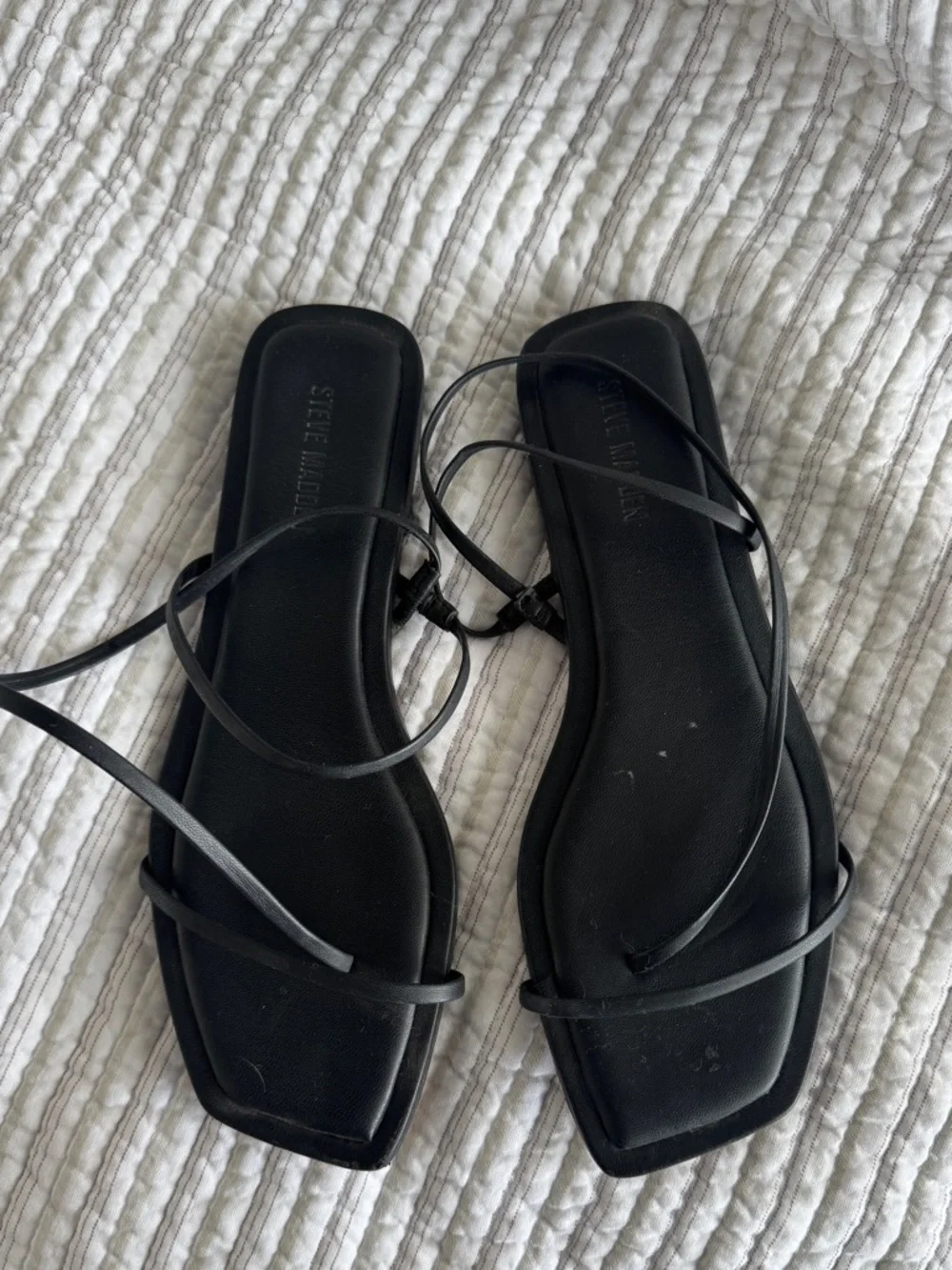 Steve Madden Black Strappy Square-Toe Sandals - Picture 5 of 5